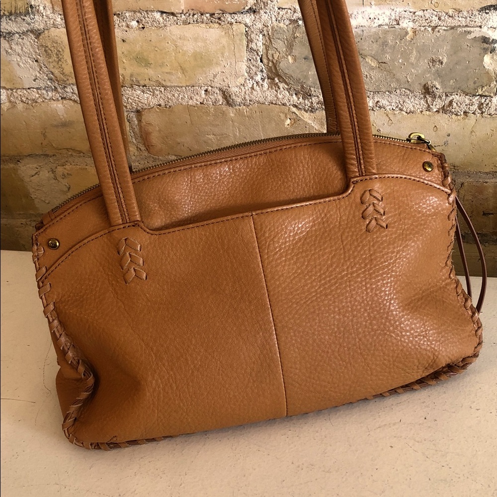 HOBO Orange Pebbled Leather Handbag Purse